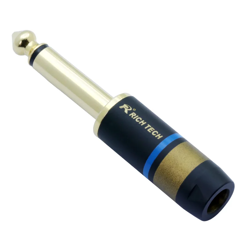 2pcs/1Pair 6.35mm Jack 1/4&quot 2 Pole Mono Male Plug Wire Connector High Quality Copper Gold Plated 6.35 Microphone | Обустройство
