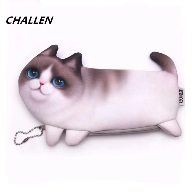Чехол для макияжа с кошкой косметичка туалетных принадлежностей пенал 3D принтом