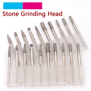10 шт. Грит 150 Паяные алмазная шлифовальная головка 3 мм хвостовик резьба заусенцы для металла нефрита очищенные Агат Гранит инструменты для резьбы по камню