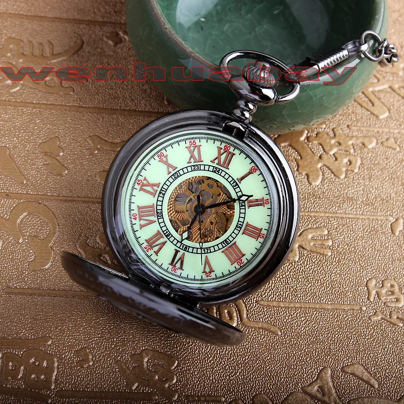 Модные Мужские автоматические механические часы светящийся Скелет римские