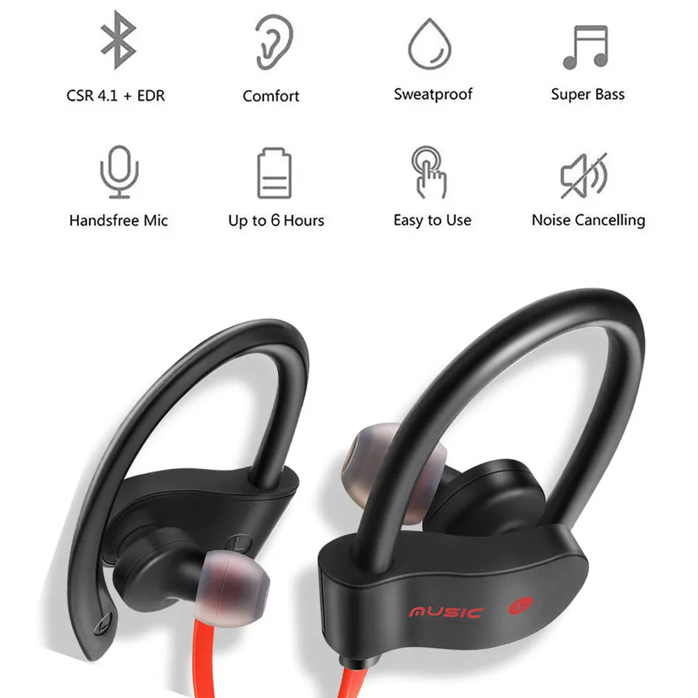 Беспроводная bluetooth-гарнитура наушники спортивные потонепроницаемые стерео