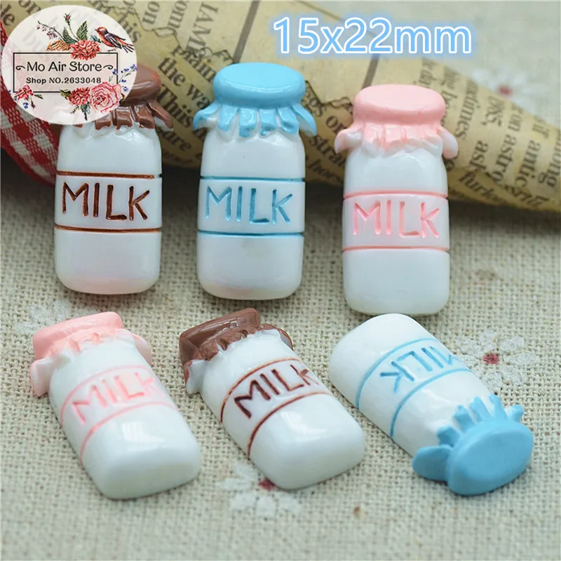 

10pcs Milk Bottle Resin Flat back Cabochon Miniature Craft Art Supply Decoration Charm Craft