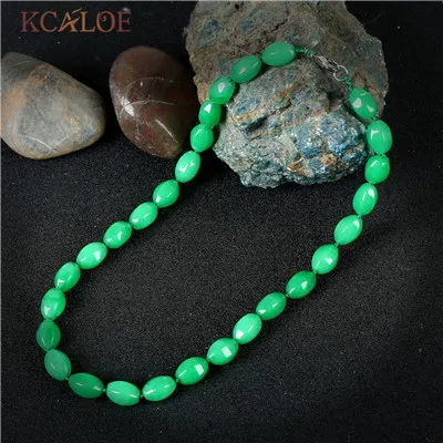 green agate Женское Ожерелье Из Зелёной Яшмы Качественные Натуральные Камни Ювелирные Изделия Модные Украшения Бусы На Шею - Окраска металла: green agate