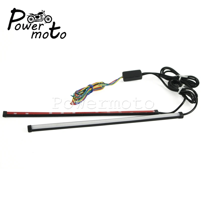 White/Red Amber LED Flowing Switchback Sequential Taillights Turn Signal Light 30cm 2 in 1 Knight Rider DRL Strip Flasher |