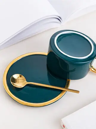 Macaron color ceramic coffee cup saucer set European dish home simple afternoon tea with spoon | Дом и сад