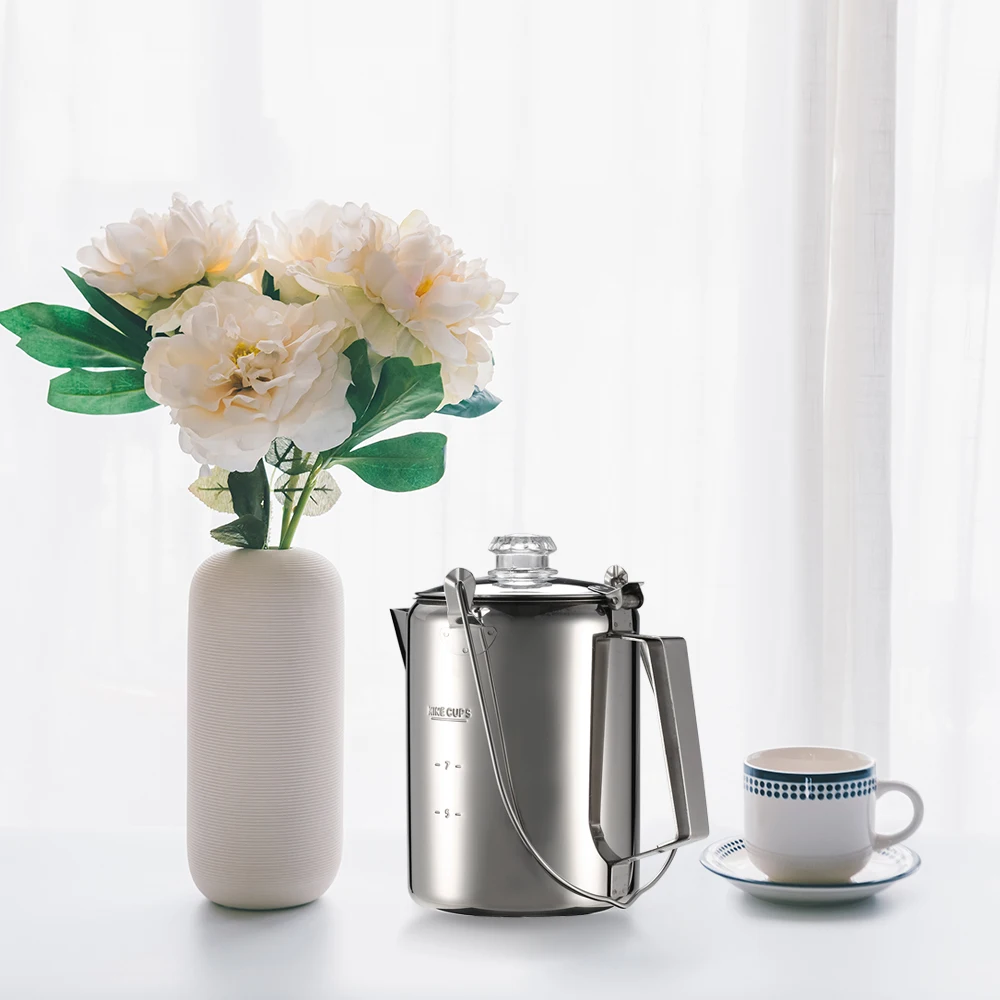 Открытый походный кофейник, 9 чашек из нержавеющей стали, кофейник, кофеварка для кемпинга, дома, кухни