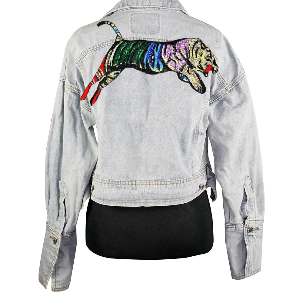 1 штука модная крутая нашивка с тигром и блестками вышивка аппликация значок