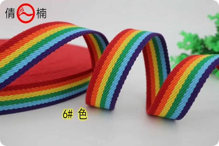 Лента из хлопка/полиэстера шириной 3 см радужная лента для сумок ремней поясов