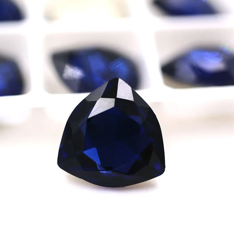 Ink blue Новое поступление остроконечные Клей На Стразы высокое качество стекло crysyal Толстая Треугольная Форма Стразы diy аксессуары для одежды - Цвет: Ink blue