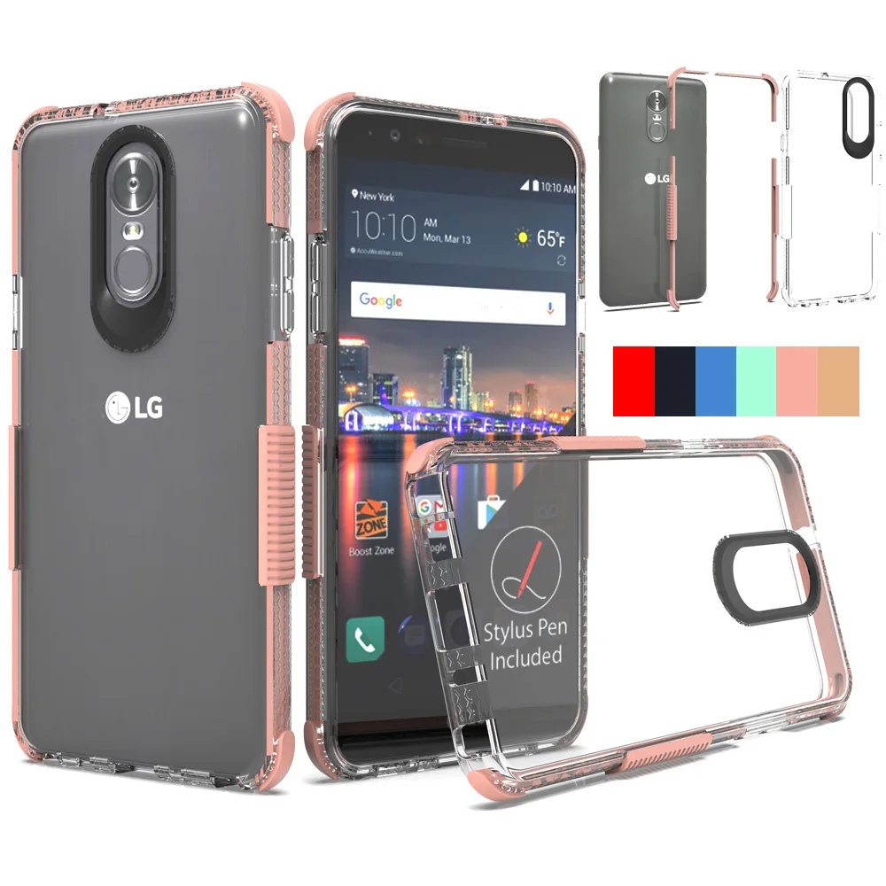 For LG Stylo 4/Q Stylus Plus Q710MS Case Ultra Slim Transparent Clear Hard Acrylic Back TPU Edge Anti Drop Protective Cover |