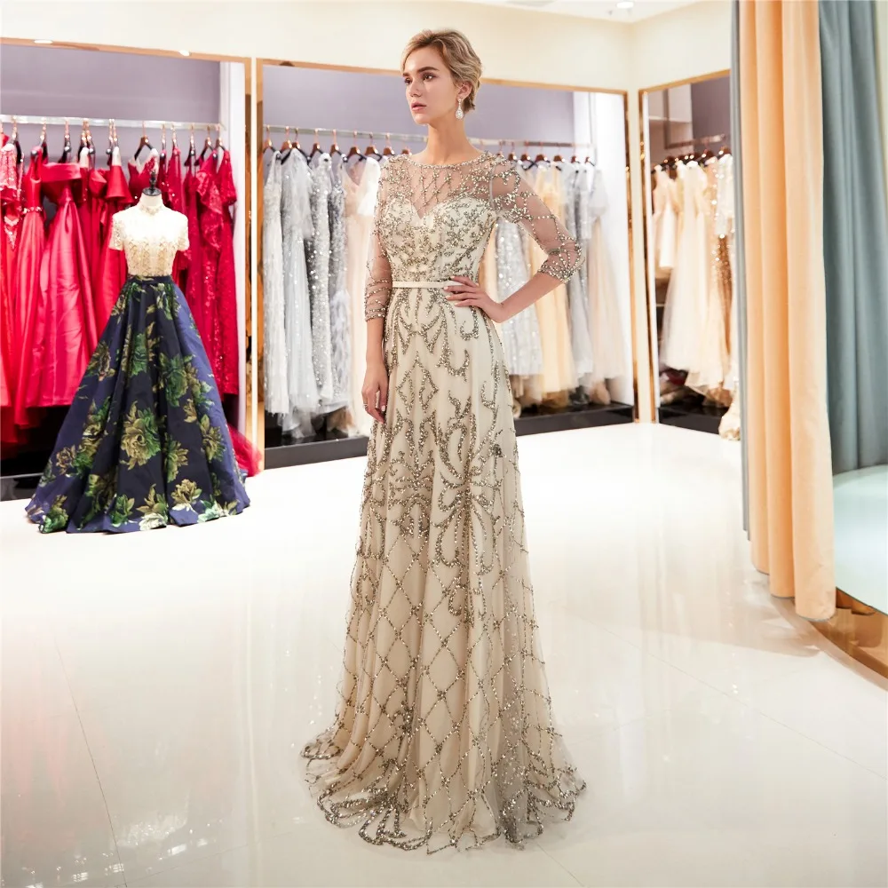 Женское вечернее платье с длинным рукавом Forevergracedress отделкой бисером большие
