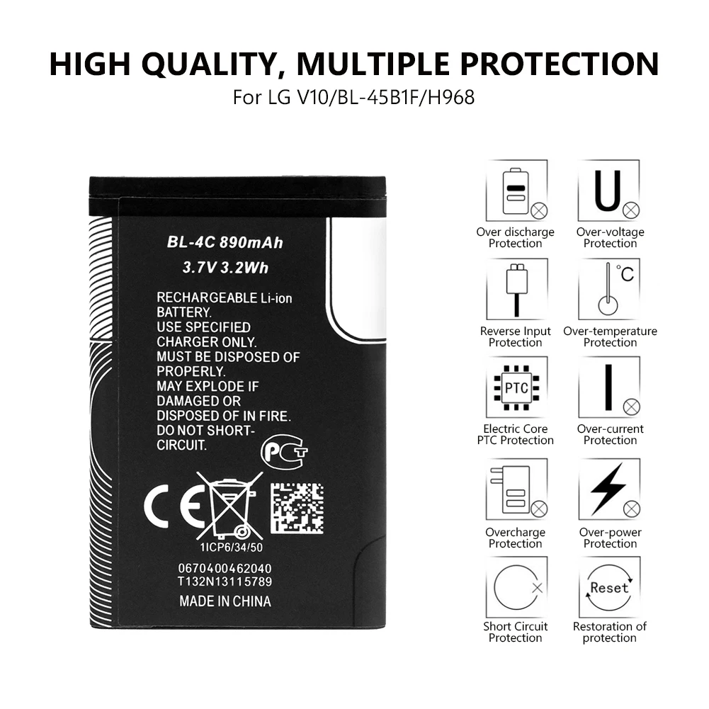 Смартфон BL 4C литий полимерный аккумулятор для телефона 3 7 v 890mah Nokia 6100 6125 6136 6136S 6300