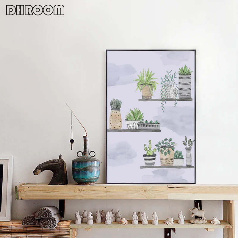 Watercolor Succulent Plants Print Nordic Poster Cactus Wall Art Posters and Prints Canvas Painting Quadro Pictures Home Decor