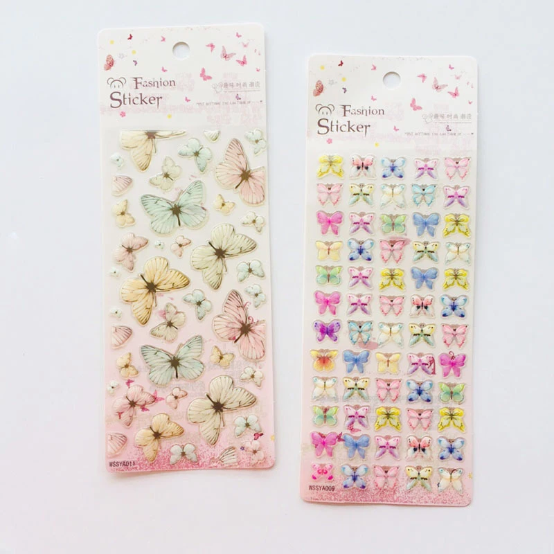 2 листа Радуга мультфильм бабочка девушка дневник наклейки DIY Kawaii Скрапбукинг