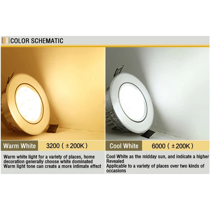 

10pcs/lot Elegant design Dimmable 3W LED Ceiling Light Lamps Downlight CE&RoHS Warm White Cool white Ceiling LED Light For Home
