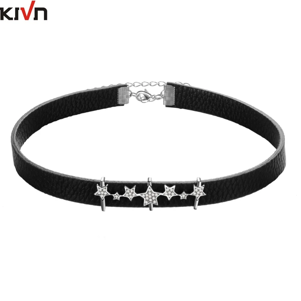 

Womens Fashion Jewelry Stars Black Gothic Leather Collar Choker Necklaces for Girls Promotion Birthday Christmas Mothers Gifts