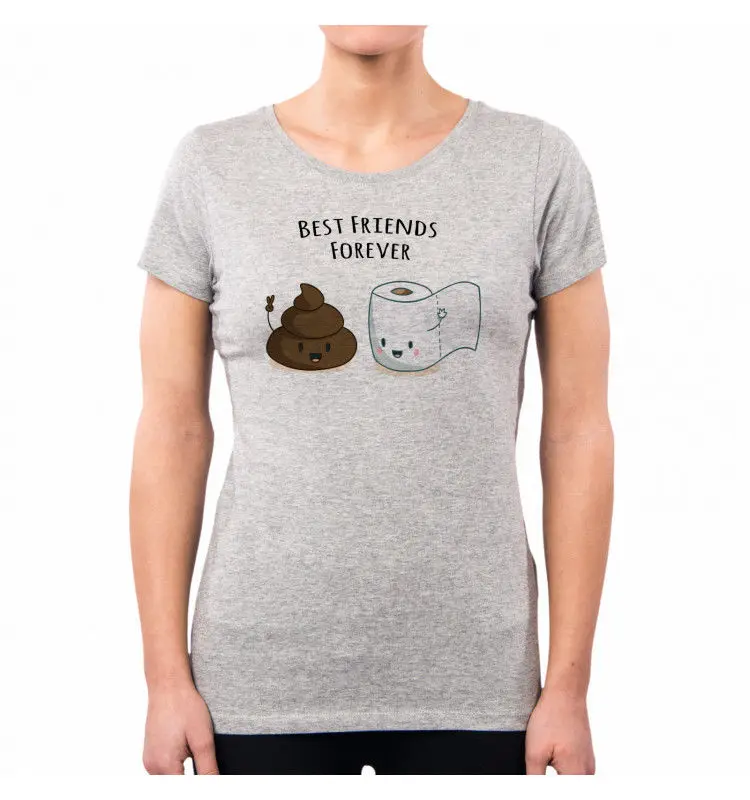 Футболка женская с надписью BEST FRIENDS FOREVER CARD TOILET LOVE FUNNY IRONIC NENE NE0377A PA Cool Casual pride