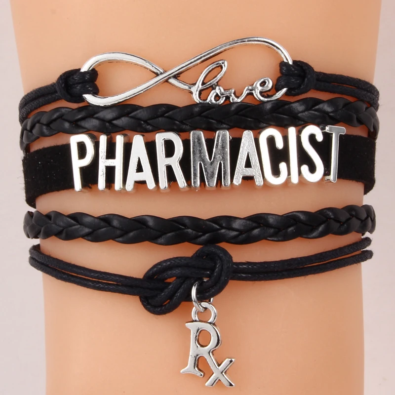 (10 шт./лот) Бесконечность любовь браслет фармацевтическая аптека символ RX шарм