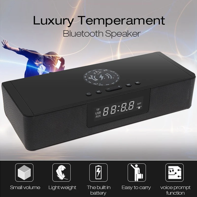 

BS-39A Multifunction Built-in Microphone Bluetooth Soundbar Speaker with Wireless QI Charging LED Intelligent Display for PC/TV