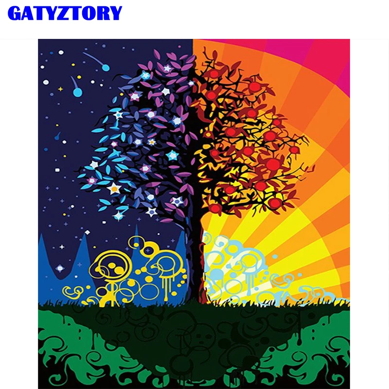 

Frameless Abstract Painting Tree Diy Digital Painting By Numbers Modern Wall Art Canvas Painting For Home Decoration 40x50cm