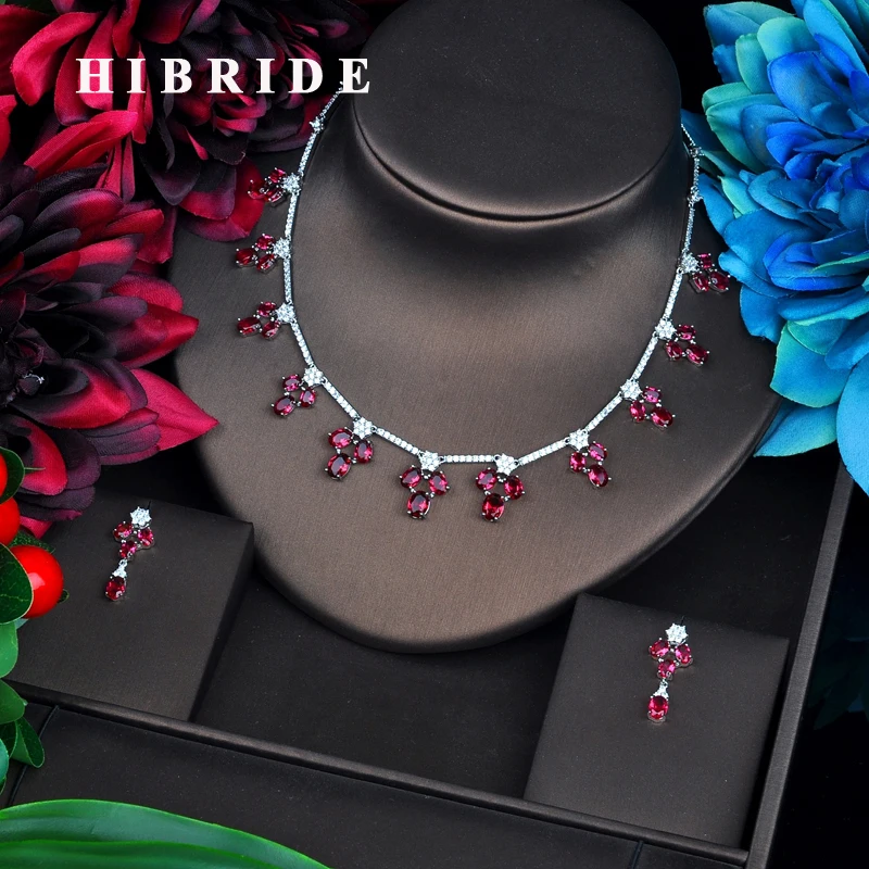 Комплект свадебных украшений HIBRIDE для женщин комплект ювелирных красного цвета с