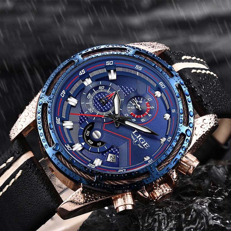 2018 New LIGE Men Watches Top Brand Luxury Leather Business Watch Calendar Waterproof Sport Quartz Relogio Masculino | Наручные часы