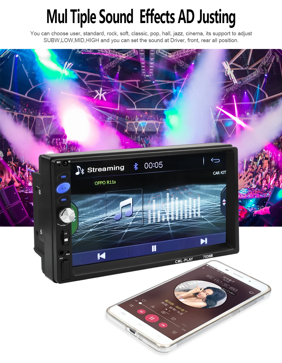 7036B 2din автомобильный радиоприемник 7 &quotсенсорный экран Mirrorlink Android проигрыватель