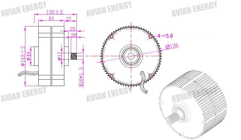 300W 12V 24V постоянный магнит генератор переменного тока для вертикального или горизонтальный ветрогенератор