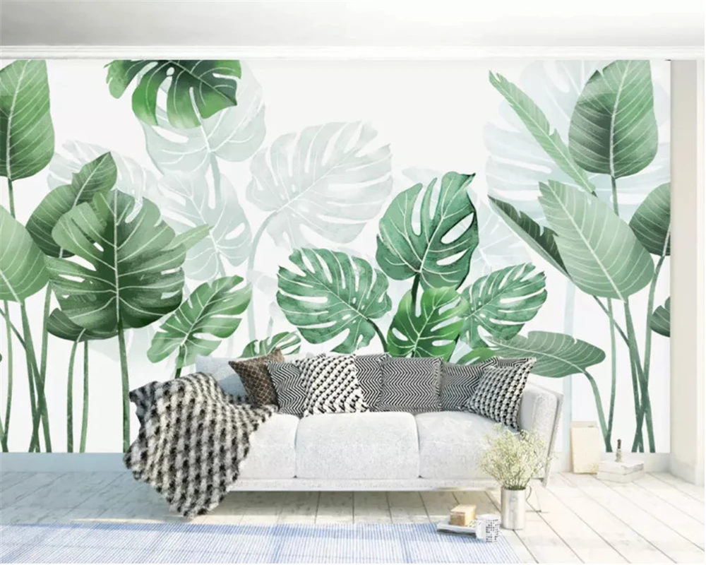 3d обои новый китайский банановый лист растение тропический лес украшение