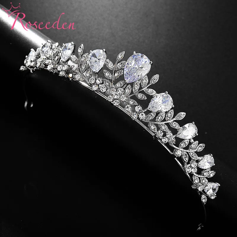 

Crystal Rhinestones Cubic Zircon Wedding Tiara Bridesmaids Girls CZ Bridal Queen Princess Pageant Tiaras Crown RE3457
