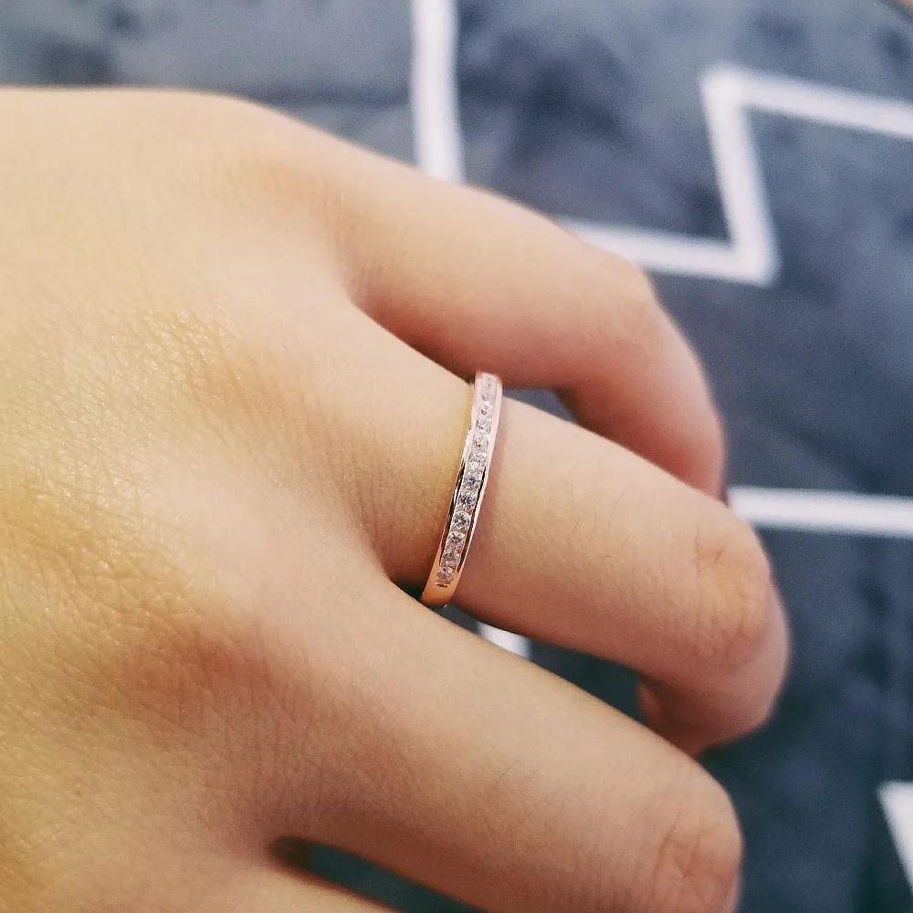 Твердые Настоящее 925 Серебряное кольцо вечности набор колец для женщин