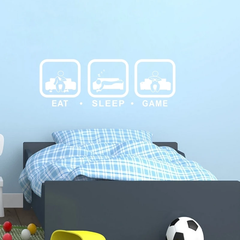 

Eat Sleep Game Vinyl Wall Sticker Boys Room Playroom Decorative Wall Decor