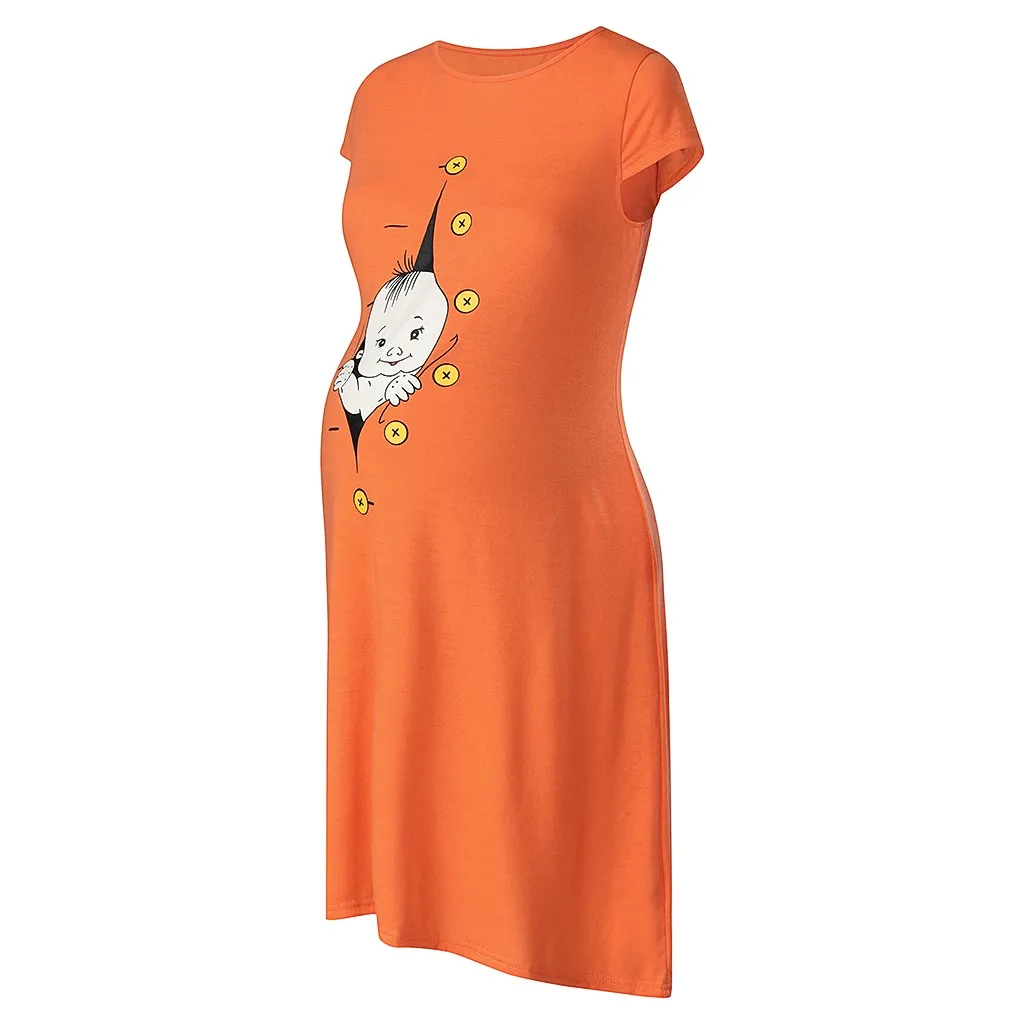 Платье для беременных женское с коротким рукавом милое хлопковое платье