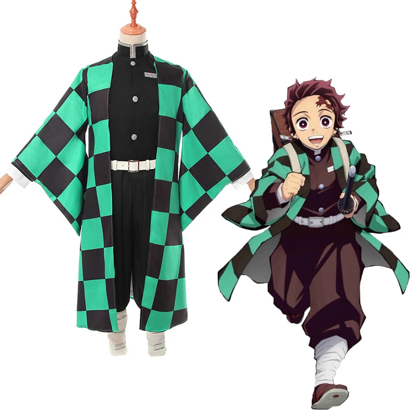 Аниме Kimetsu без Yaiba Костюмы для косплея Tanjirou камадо карнавальный костюм на