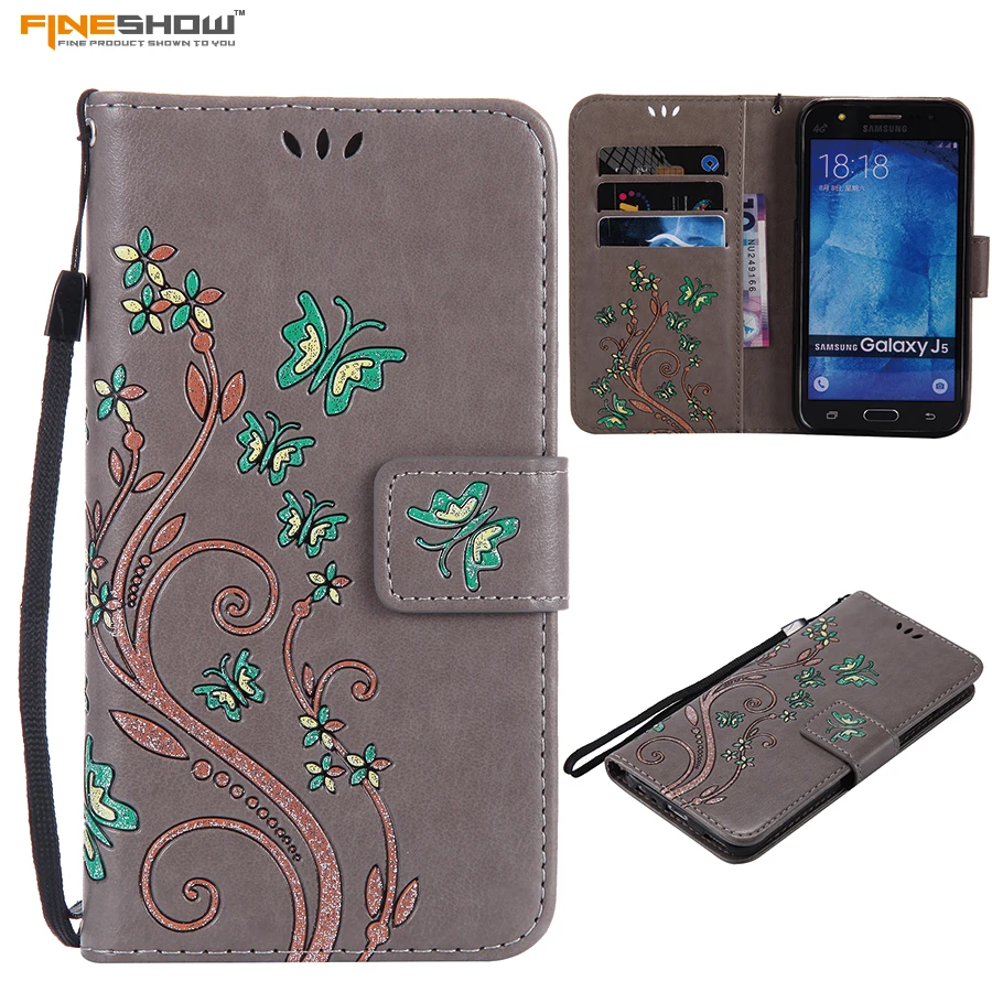 Fineshow j5 j7 2016 бумажник флип case красочный цветок бабочка magnetic phone для samsung j310 j510 j710