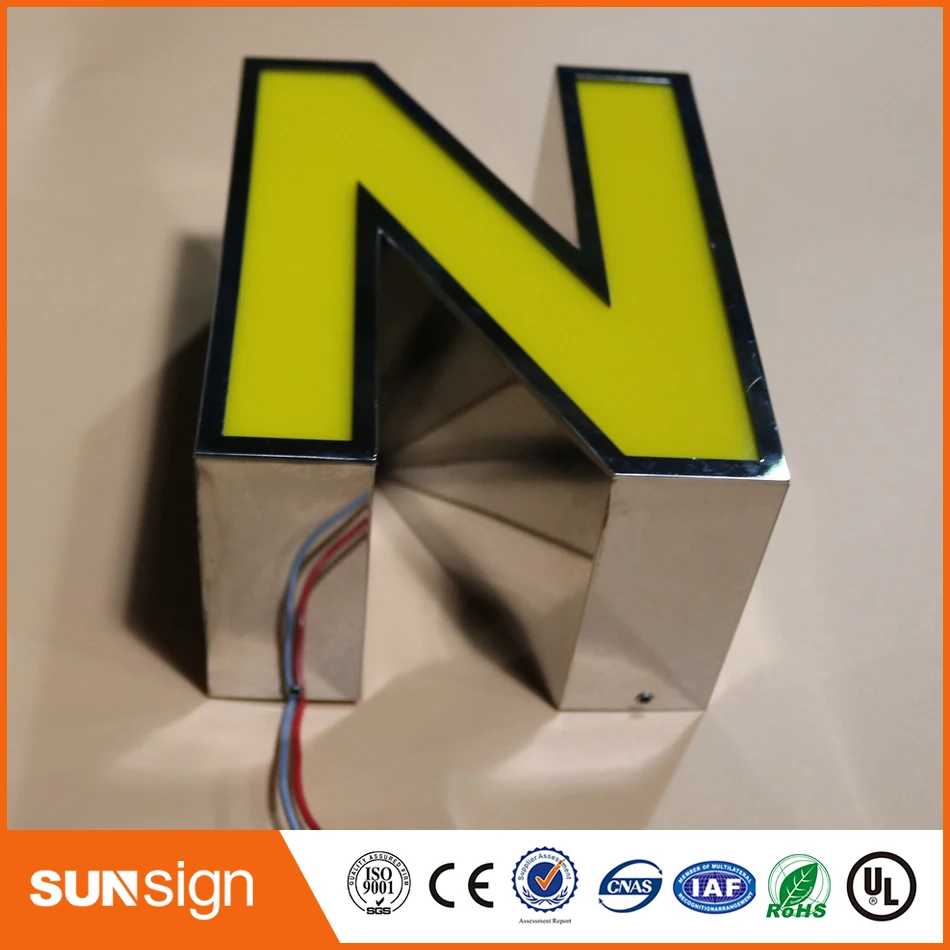 Горячая Распродажа световые 3d буквы в форме из нержавеющей стали|3d sign letters|sign