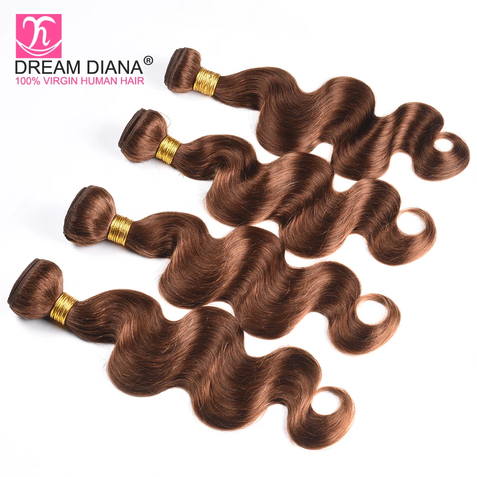 DreamDiana цвет 4 BodyWave коричневый вьетнамские волосы Связки Реми ткань предварительно