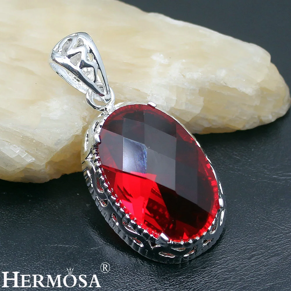 Ювелирные изделия Gushing Овальные красивые красные Garnet925 серебро 925 пробы цвет