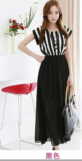 2015 summer new slim T-shirt dress stitching chiffon long | Женская одежда