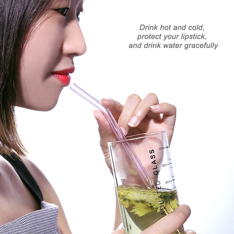 

Glass Straws Reusable Drinking Straw Bar Coffee Shop Hotel Tableware Fruit Juice Bent Straight Drinks Straw Accessories Supplies