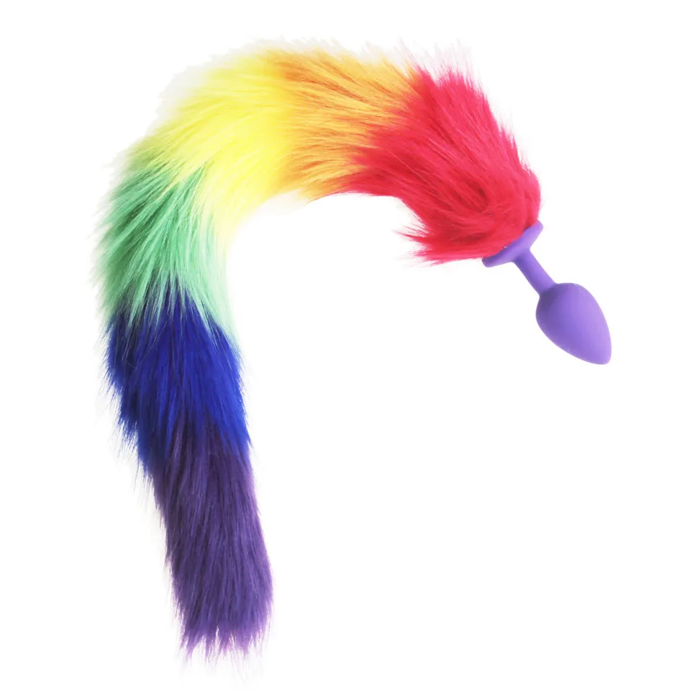 rainbow Fox Tail LGBT Cat TAILS Butt Anal Plug Sex Toy COUPLES Doggy BULLET buttplug G SPOT LOVER Products SEX GAME | Красота и