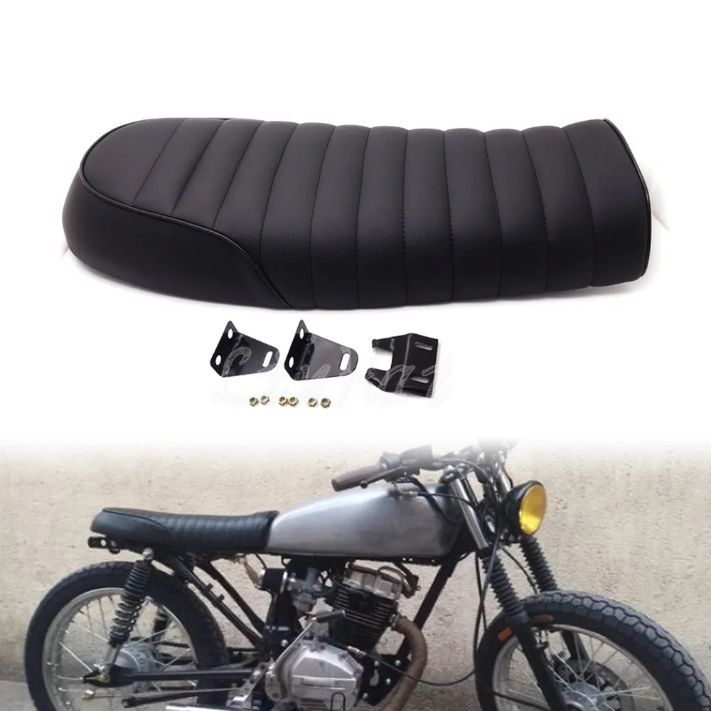 Черное плоское седло винтажное сиденье для кафе Honda CB350 CB400 CB650 CB160| |