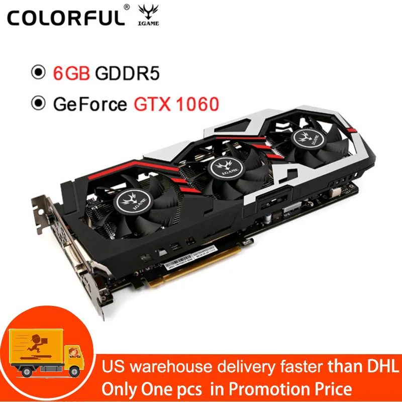 Оригинальная Красочная графическая карта iGame1060 U 6GD5 Топ 192bit GDDR5 6 ГБ GDDRS GeForce GTX 1060 с