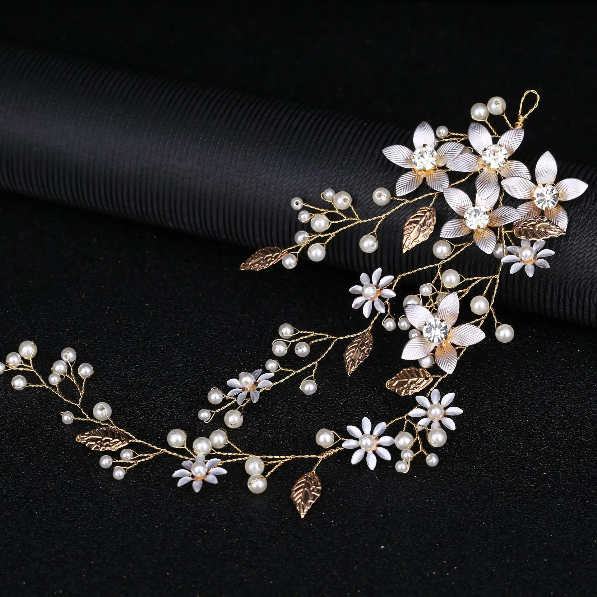 New Headwear Golden Leaf Flower Foreign Trade Headband Wedding Dress Accessories Bridal | Детская одежда и обувь