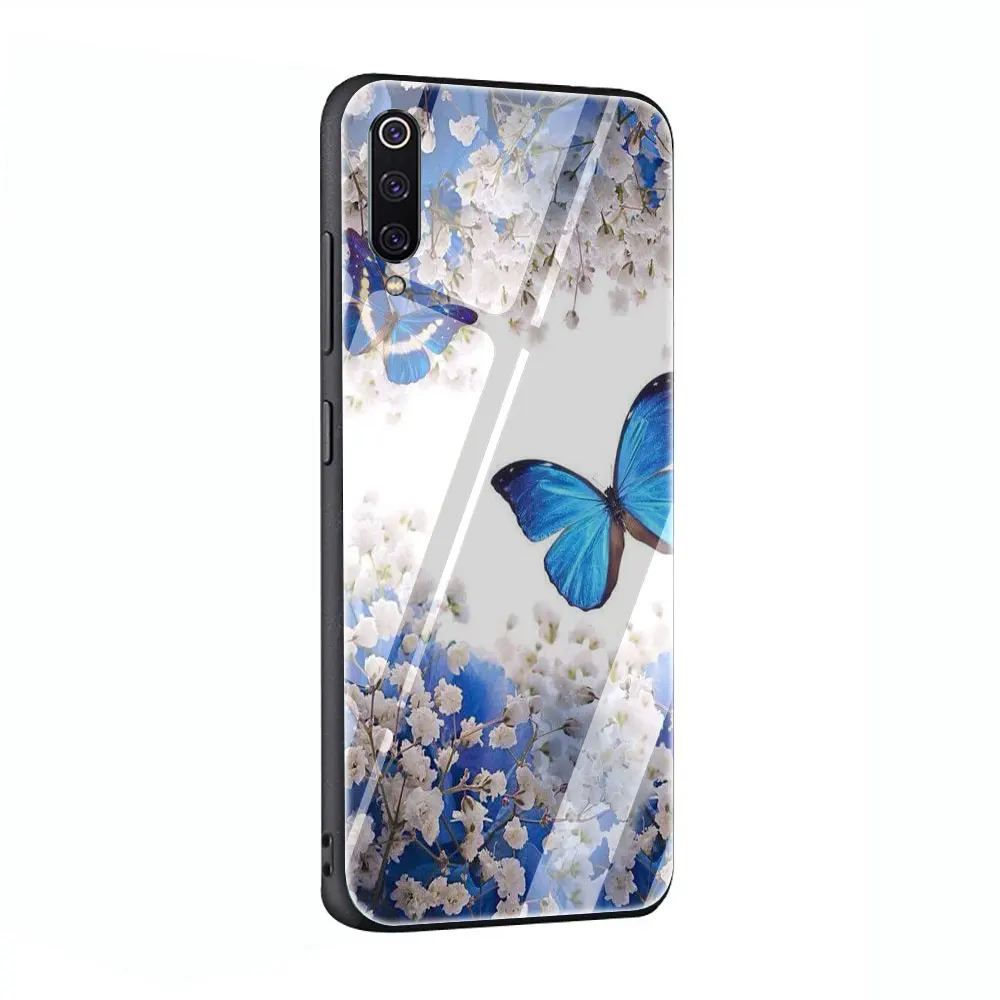 G9 Чехол из закаленного стекла с бабочкой на белых розах для Xiaomi 8 Lite A1 A2 9 Redmi Note 5 6 7 Pro 6A 4X F1 - Цвет: G9