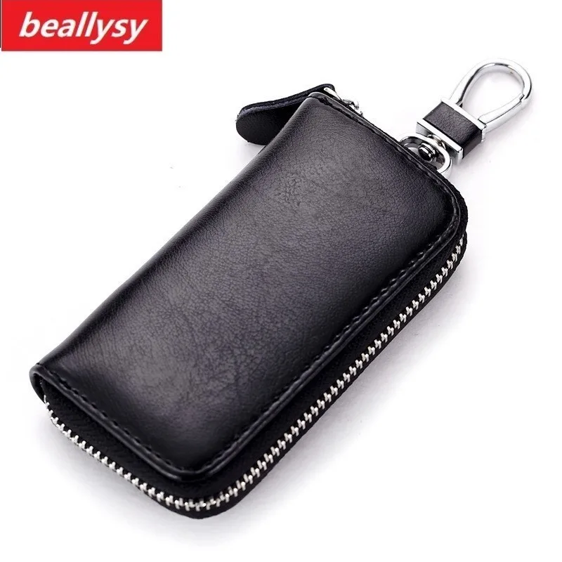 Ключница на молнии из натуральной кожи чехол для ключей Органайзер брелок