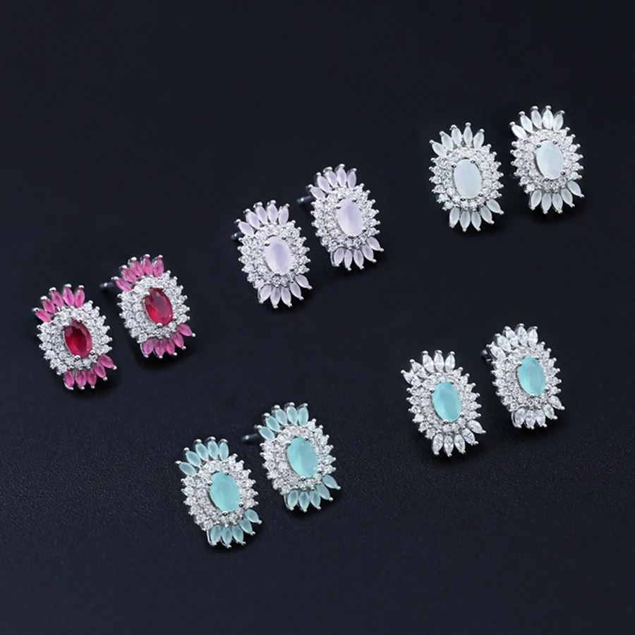 3 пар/лот Разноцветные серьги-гвоздики трендовые серьги с натуральным кристаллом