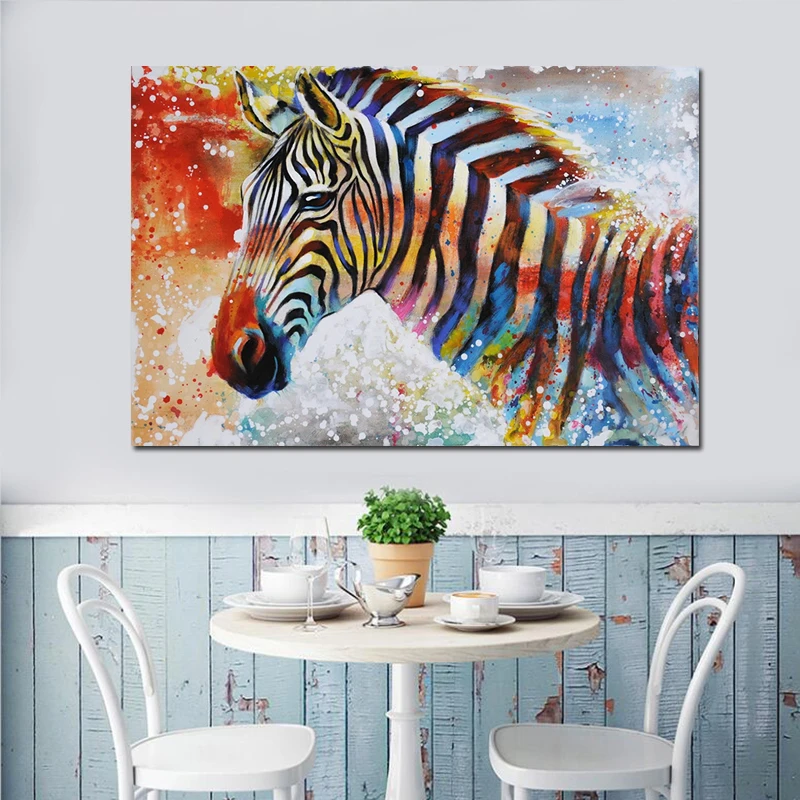 GOODECOR красочная Зебра Настенная картина Современная животная Картина на холсте