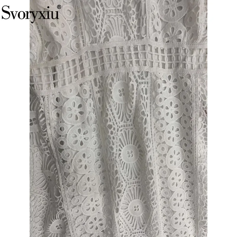Женское длинное ажурное платье Svoryxiu, белое платье макси с квадратным вырезом и вышивкой на лето