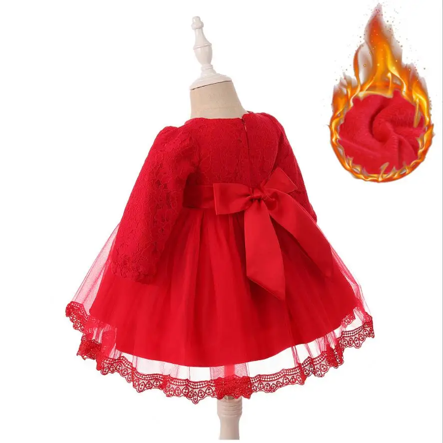 Вельветовое плотное платье с длинными рукавами для маленьких девочек на Новый